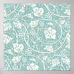 Poster William Morris Grape Motif Turquoise Turquoise