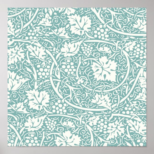 Poster William Morris Grape Motif Turquoise Turquoise (Devant)