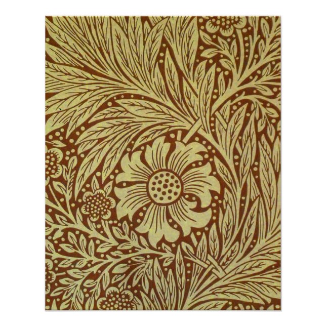Poster William Morris Marigold Motif de fleurs antiques (Devant)
