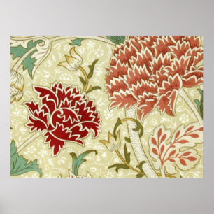 Poster William Morris Papier peint fin rouge floral