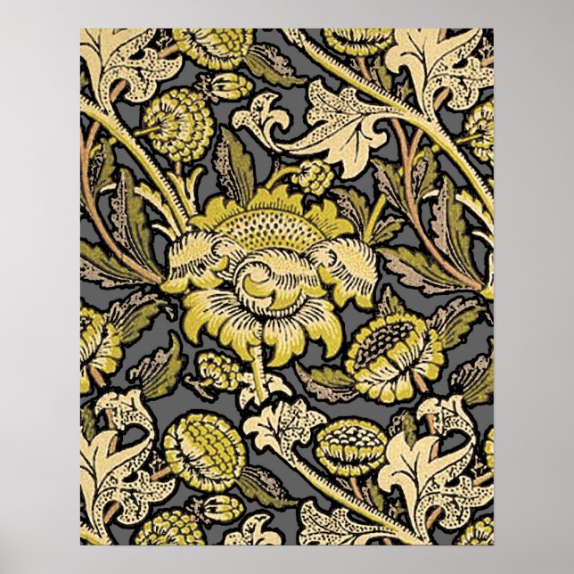 Poster William Morris Papier peint floral Wey  (Devant)