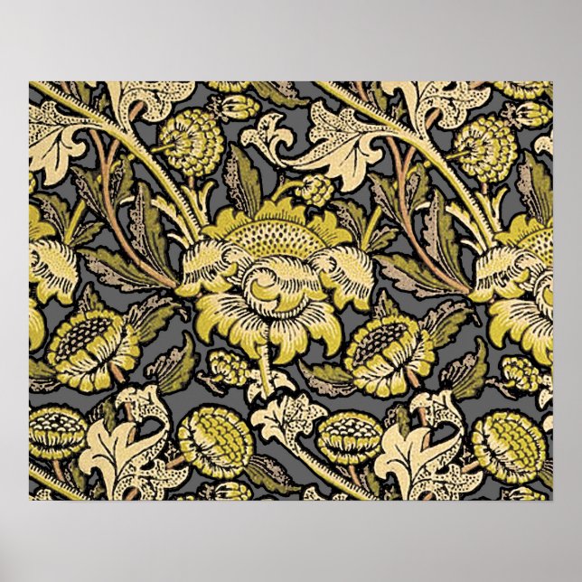 Poster William Morris Papier peint floral Wey  (Devant)