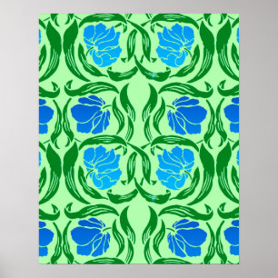 Poster William Morris Pimpernel, Blue & Lime Green