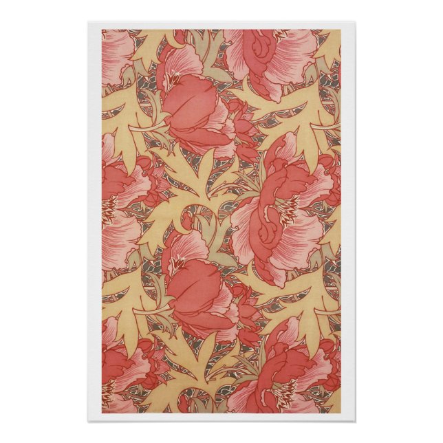 Poster William Morris Poppies Floral Art (Devant)