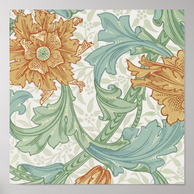 Poster William Morris Single Stem Floral Pattern (Devant)