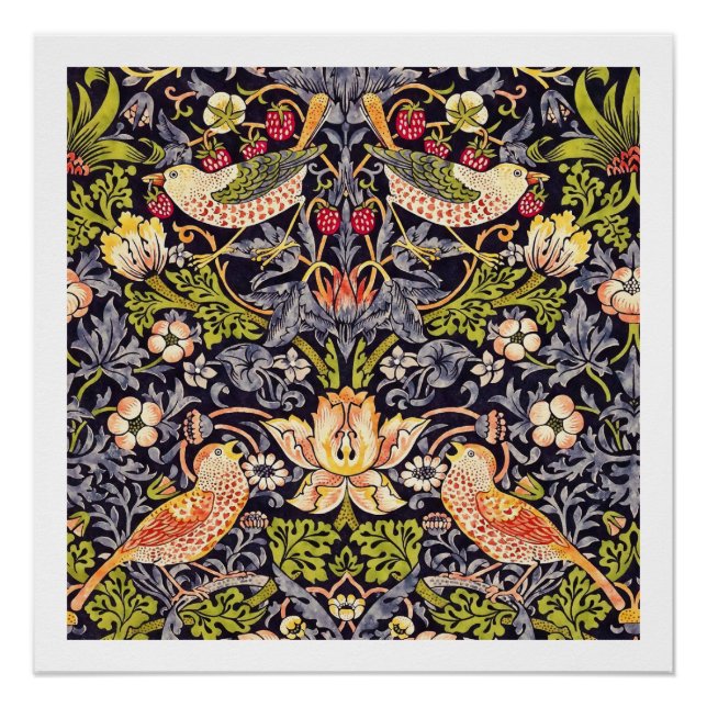 Poster William Morris Strawberry Thief Floral Art nouveau (Devant)