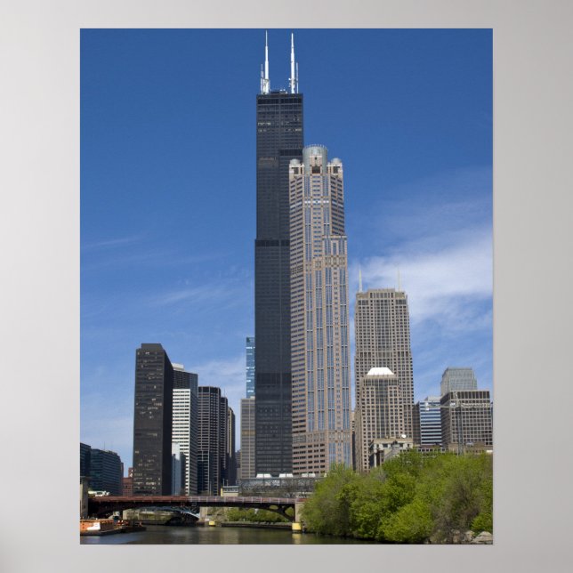 Poster Willis Tower (anciennement Sears Tower) se profile (Devant)