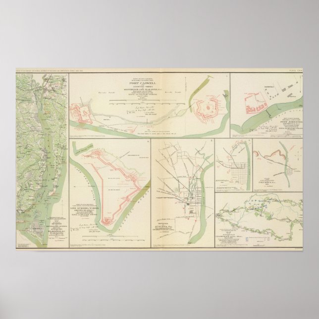Poster Wilmington, Ft Caswell, île Smith, Augusta (Devant)