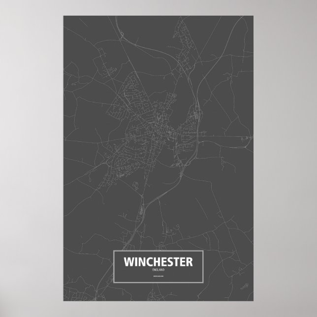 Poster Winchester, England (white on black) (Devant)