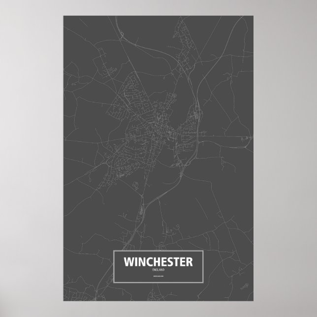 Poster Winchester, England (white on black) (Devant)