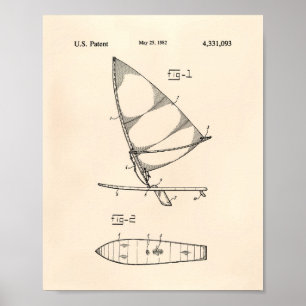 Poster Wind Surfboard 1982 Patent Art Old Peper