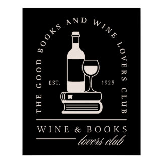Poster Wine and books lovers reading girls night party