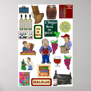 Poster Wine poster, Beaujolais Nouveau