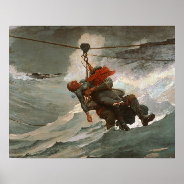 Poster Winslow Homer - La ligne de vie (Devant)