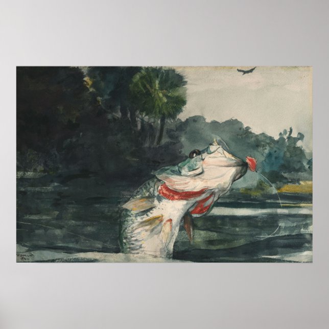 Poster Winslow Homer Life Size Black Bass (Devant)