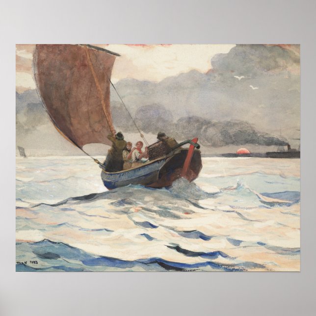 Poster Winslow Homer - Retour des bateaux de pêche (Devant)