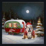 Poster Winter Bulldog Caravan Christmas Adventure<br><div class="desc">Laissez-vous tenter par la magie d'une nuit d'hiver enneigée alors qu'une caravane glisse gracieusement à travers le paysage illuminé par la lune. La beauté sereine de la neige scintillante et l'éclat enchanteur de la lune créent une scène captivante, promettant une aventure de Noël inoubliable remplie de chaleur, de joie et...</div>