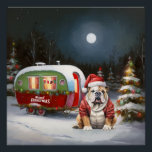 Poster Winter Bulldog Caravan Christmas Adventure<br><div class="desc">Laissez-vous tenter par la magie d'une nuit d'hiver enneigée alors qu'une caravane glisse gracieusement à travers le paysage illuminé par la lune. La beauté sereine de la neige scintillante et l'éclat enchanteur de la lune créent une scène captivante, promettant une aventure de Noël inoubliable remplie de chaleur, de joie et...</div>