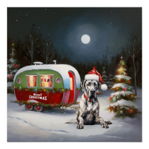 Poster Winter Great Dane Caravan Christmas Adventure