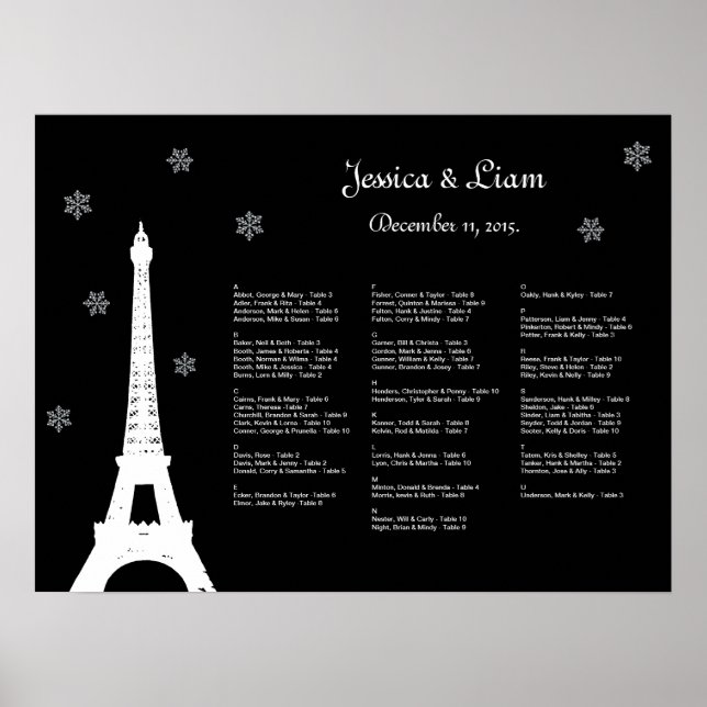 Poster Winter in Paris Seating Chart (Devant)