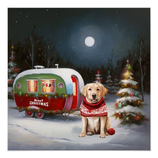 Poster Winter Labrador Caravan Christmas Adventure (Devant)