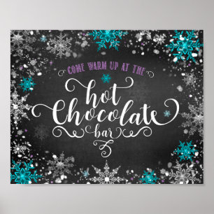 Poster Winter Snowflakes Hot Chocolate Bar Table Sign