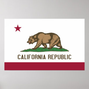 Poster with Flag of California, U.S.A.