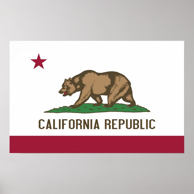 Poster with Flag of California, U.S.A. (Devant)