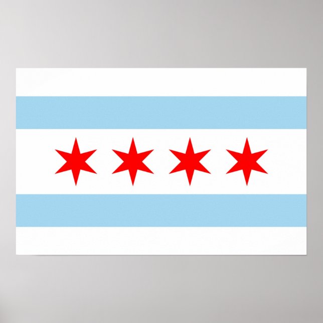 Poster with Flag of  Chicago, Illinois, U.S.A. (Devant)