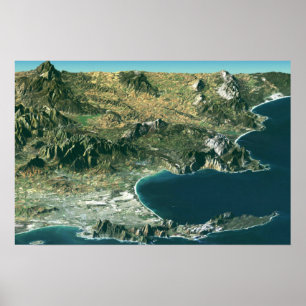 Poster With Satellite Image Over Cape Town