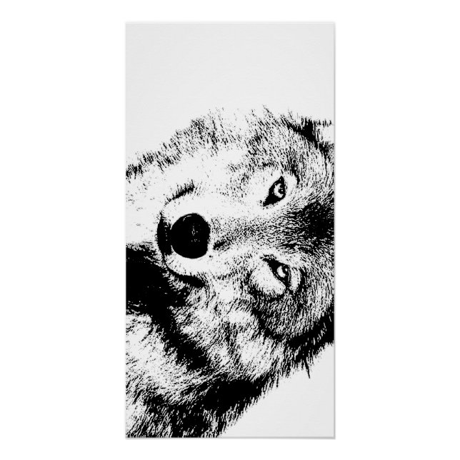 Poster Wolf Black & White Pop Art (Devant)