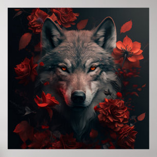 Poster Wolf Fleur