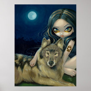 Poster Wolf Moon gothique imaginaire Art Imprimer