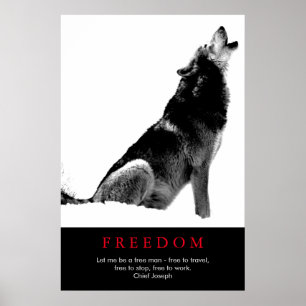 Poster Wolf Motivationnel Esprit Libre