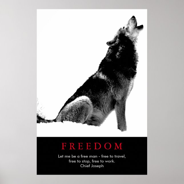 Poster Wolf Motivationnel Esprit Libre (Devant)
