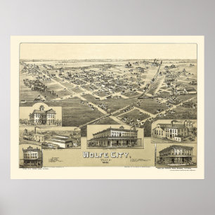 Poster Wolfe City, TX Carte panoramique - 1891