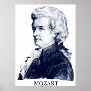 Poster Wolfgang Amadeus Mozart, bleu