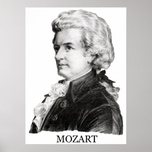 Poster Wolfgang Amadeus Mozart, noir