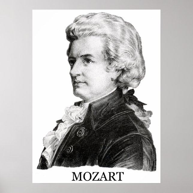 Poster Wolfgang Amadeus Mozart, noir (Devant)