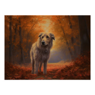 Poster Wolfhound à l'automne Leaves automne Inspire