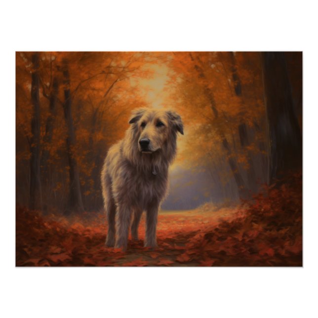 Poster Wolfhound à l'automne Leaves automne Inspire (Devant)