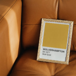 Poster Wolverhampton Wolf Gold - Bordure blanche