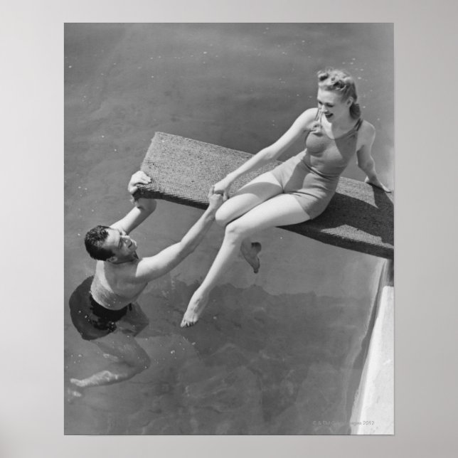Poster Woman on diving board (Devant)