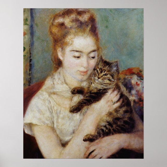 Poster Woman with a Cat by Pierre-Auguste Renoir (Devant)