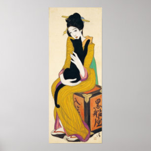 Poster Woman with Black cat, Yumeji Takehisa