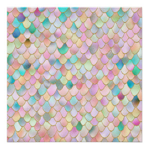 Poster Wonky Trendy Rainbow Girl Metal Mermaid Scales