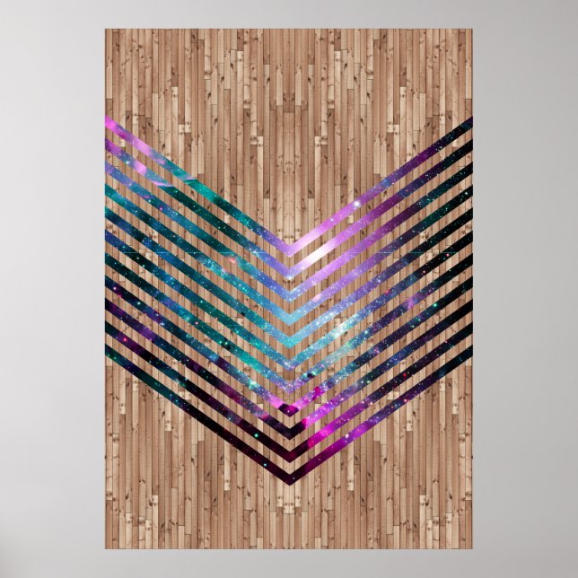 Poster Wood nebula chevron (Devant)