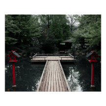 Wooden Pier framed by red Lanterns