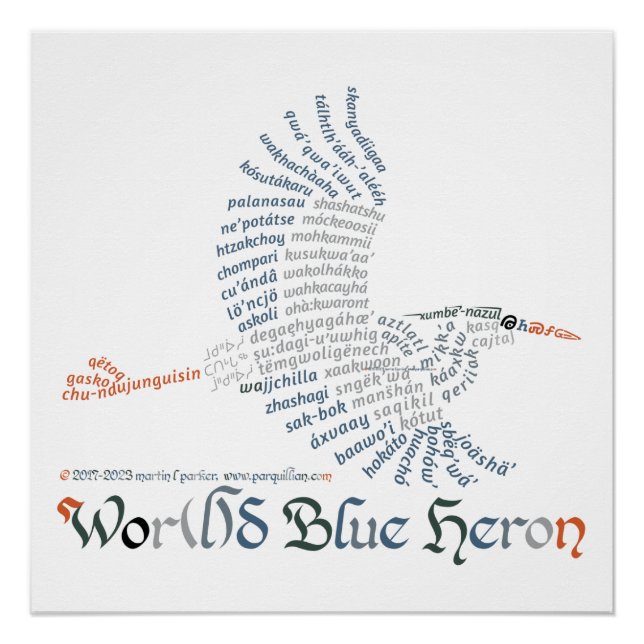 Poster World Word Blue Heron (Devant)
