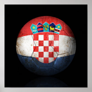 Poster Worn Croatian Flag Football Soccer Ball